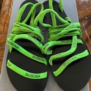 Balenciaga neon green lace sandals